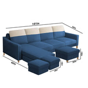 Alyona RHS 8 Seater L Shape Sofa Set for Living Room with Puffy (Grey Fabric)