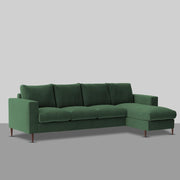 Charmi RHS 6 Seater L Shape Sofa Set for Living Room (Green Fabric) Premium Fabric Sofa