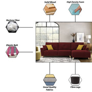 Antonio LHS 4 Seater L Shape Sofa Set for Living Room (Maroon Premium Fabric)