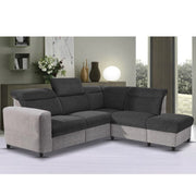 Nanzy 4 Seater L Shape Sofa Set for Living Room | Colour (Black Grey) Right Side