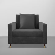 Garcia 1 Seater Sofa Set for Living Room (Black Colour) Premium Fabric Sofa