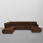 Ragno 8 Seater U Shape Sofa Set for Living Room (Brown Fabric) Premium Fabric Sofa