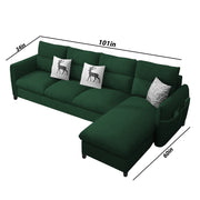 Andon 6 Seater L Shape Sofa Set for Living Room (Black Grey Fabric) Left Side Sofa