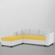 Blustin LHS 4 Seater L Shape Sofa Set for Living Room (Yellow Grey Fabric) Premium Fabric Sofa