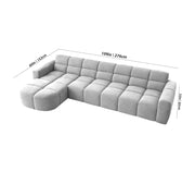 Rudo Modern Sofa, Tufted Design Upholstered 6 Seater LHS L - Shape Sofa Set for Living Room, (Black Colour) Premium Velvet Fabric Sofa