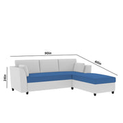 Blustin RHS 4 Seater L Shape Sofa Set for Living Room (Blue Grey Fabric) Premium Fabric Sofa