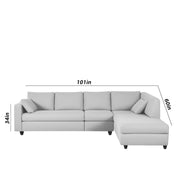 Dorian RHS 6 Seater L Shape Sofa Set for Living Room (Grey Fabric) Premium Fabric Sofa
