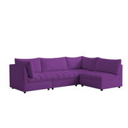 Lenser L Shaped Sofa Set for Living Room (Purple Fabric) Premium Fabric Sofa Set