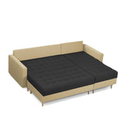 Ashton RHS 4 Seater L Shape Sofa Set with Center Table for Living Room (Cream Black Fabric) Premium Fabric Sofa
