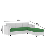 Blustin RHS 4 Seater L Shape Sofa Set for Living Room (Green Grey Fabric) Premium Fabric Sofa