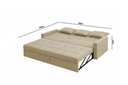 Casaliving Treshta 3 Seater Pull-Out Premium Fabric Sofa Cum Bed Sofa Set for Living Room (Cream Fabric Color) Premium Fabric Sofa Set for Living Room Sofa Cum Bed