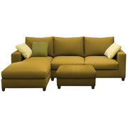 Rihan 4 Seater L Shape Sofa Set with Ottoman for Living Room (Yellow Fabric) Left Side Sofa