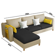 Asser LHS 4 Seater L Shape Sofa Set for Living Room (Cream Black) Premium Fabric Sofa