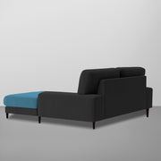 Latieo RHS 2 Seater Lounger L Shape Sofa Set for Living Room (Black Turquise) Premium Fabric Sofa
