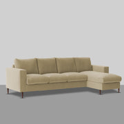 Charmi RHS 6 Seater L Shape Sofa Set for Living Room (Cream Fabric) Premium Fabric Sofa