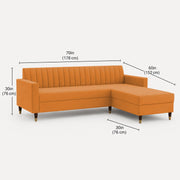 Casaliving Grejoy 4 Seater L Shape Convertible Sofa Set for Living Room, 3 Seater & Ottoman Modular Sectional Couch for Small Space (Aqua Blue) Colour Premium Velvet Fabric Sofa