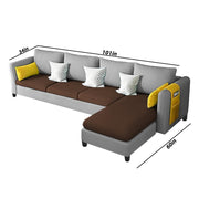 Asser RHS 6 Seater L Shape Sofa Set for Living Room (Brown Grey) Premium Fabric Sofa