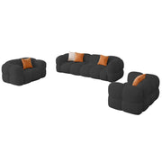 Vetras Modern Velvet Bubble Cloud Sofa, Tufted Design Upholstered 3+1+1 Seater Sofa Set for Living Room, (Black Colour) Premium Velvet Fabric Sofa