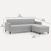 Casaliving Grejoy 4 Seater L Shape Convertible Sofa Set for Living Room, 3 Seater & Ottoman Modular Sectional Couch for Small Space (Aqua Blue) Colour Premium Velvet Fabric Sofa