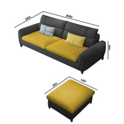 Francis 3 Seater Sofa with Ottoman Set for Living Room (Black Yellow Fabric)