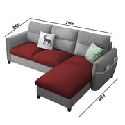 Andon 4 Seater L Shape Sofa Set for Living Room (Maroon Grey Fabric) Right Side Sofa