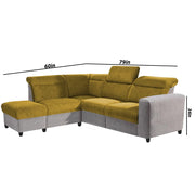 Nanzy 4 Seater L Shape Sofa Set for Living Room | Colour (Yellow Grey) Left Side