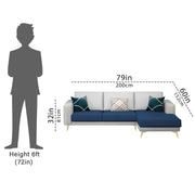 Falco RHS 4 Seater L Shape Sofa Set for Living Room (Blue Grey Fabric) Premium Fabric Sofa