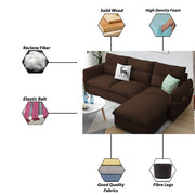 Andon 4 Seater L Shape Sofa Set for Living Room (Brown Fabric) Right Side Sofa