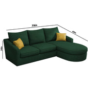 Shrank Round Lounger L Shape 4 Seater Sofa Set for Living Room (Green) Fabric Sofa | RHS