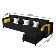 Asser RHS 6 Seater L Shape Sofa Set for Living Room (Black) Premium Fabric Sofa