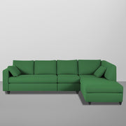 Dorian RHS 6 Seater L Shape Sofa Set for Living Room (Green Fabric) Premium Fabric Sofa