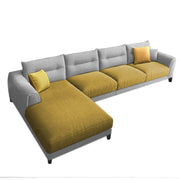 Hazer 6 Seater Sofa Set for Living Room (Yellow Grey Fabric) Left Side Sofa