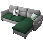 Andon 4 Seater L Shape Sofa Set for Living Room (Green Grey Fabric) Right Side Sofa