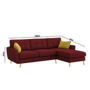 Lizel RHS 4 Seater L Shape Sofa Set for Living Room (Maroon Fabric) Premium Velvet Fabric Sofa