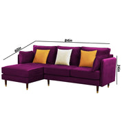 Croosen LHS 4 Seater L Shape Sofa Set for Living Room (Purple Colour) Premium Velvet Fabric