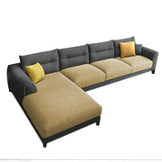Hazer 6 Seater Sofa Set for Living Room (Black Cream Fabric) Left Side Sofa