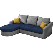 Shrank Round Lounger L Shape 4 Seater Sofa Set for Living Room (Blue Grey) Fabric Sofa | LHS