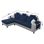 Lanorome LHS 4 Seater L Shape Sofa Set for Living Room- (Blue Grey) Premium Fabric Sofa