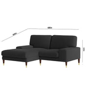 Latieo LHS 2 Seater Lounger L Shape Sofa Set for Living Room (Black) Premium Fabric Sofa
