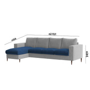 Charmi LHS 6 Seater L Shape Sofa Set for Living Room (Blue Grey Fabric) Premium Fabric Sofa