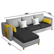 Asser LHS 4 Seater L Shape Sofa Set for Living Room (Black Grey) Premium Fabric Sofa