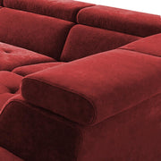 Elldona RHS 6 Seater Corner L Shape Sofa Set for Living Room (Maroon) Premium Fabric Sofa