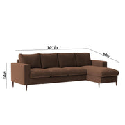 Charmi RHS 6 Seater L Shape Sofa Set for Living Room (Brown Fabric) Premium Fabric Sofa