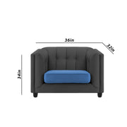 Sinclair 1 Seater Sofa Set for Living Room (Blue Black Colour) Premium Fabric Sofa