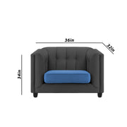 Sinclair 1 Seater Sofa Set for Living Room (Blue Colour) Premium Fabric Sofa