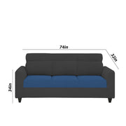 Marco 3 Seater Sofa Set for Living Room (Blue Black Colour) Premium Fabric Sofa