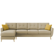 Lizel LHS 6 Seater L Shape Sofa Set with Center Table for Living Room (Cream Fabric) Premium Velvet Fabric Sofa