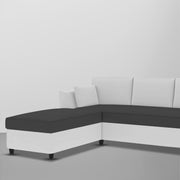 Blustin LHS 4 Seater L Shape Sofa Set for Living Room (Black Grey Fabric) Premium Fabric Sofa