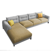 Hazer 6 Seater Sofa Set for Living Room (Cream Grey Fabric) Left Side Sofa