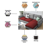 Andon 4 Seater L Shape Sofa Set for Living Room (Maroon Grey Fabric) Right Side Sofa